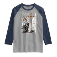 American Welder Raglan Shirt Welding USA Flag Christian Cross