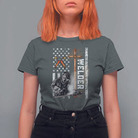 American Welder T Shirt For Women Welding USA Flag Christian Cross