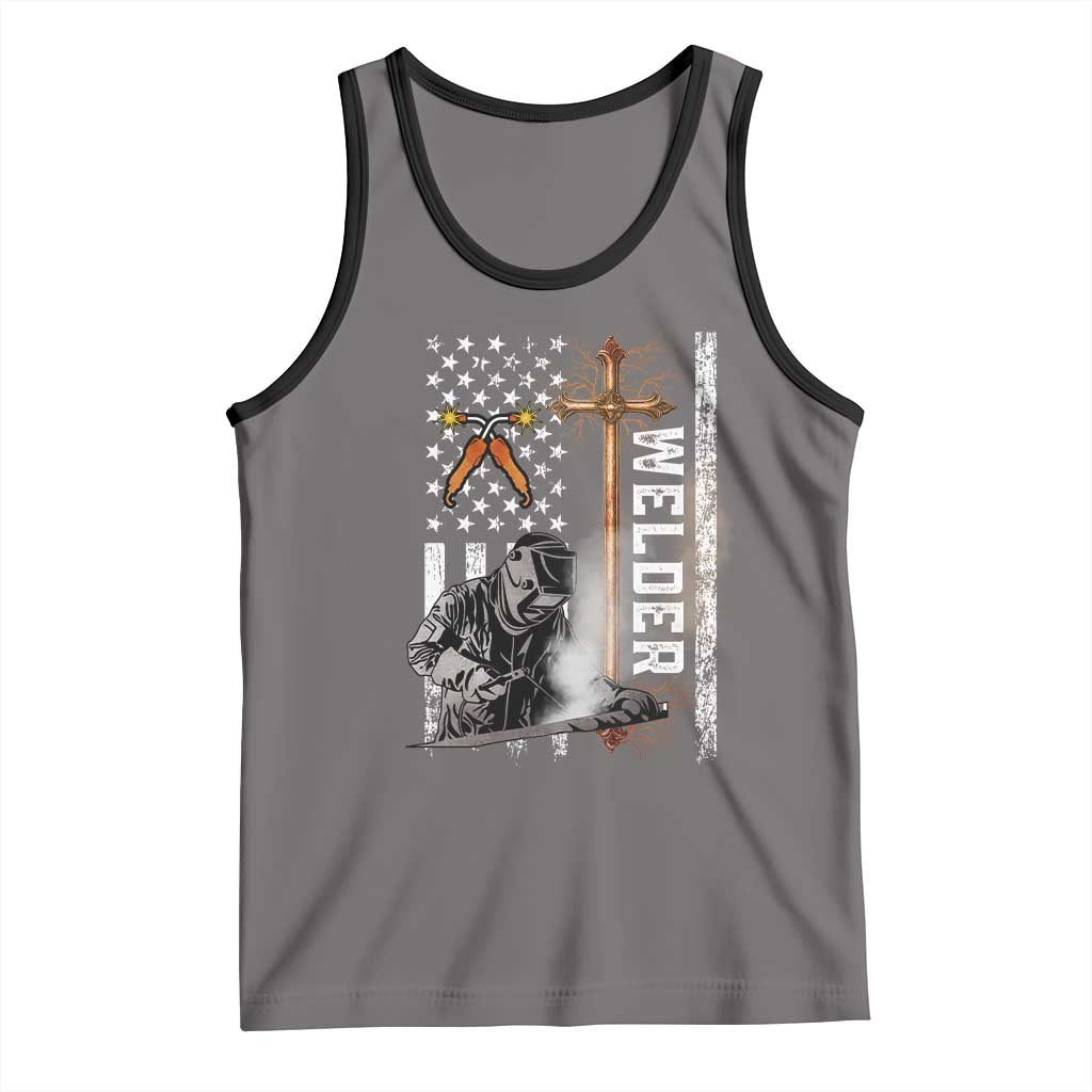 American Welder Tank Top Welding USA Flag Christian Cross
