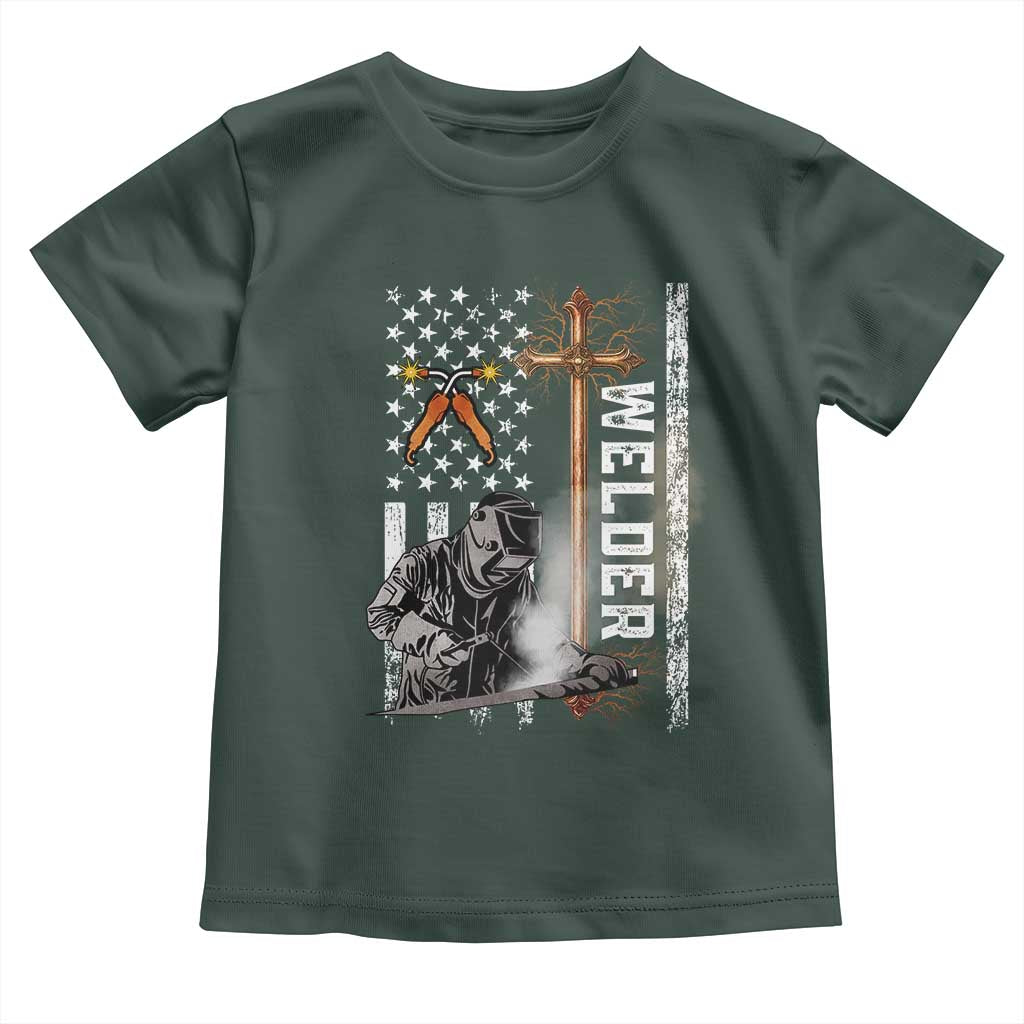 American Welder Toddler T Shirt Welding USA Flag Christian Cross