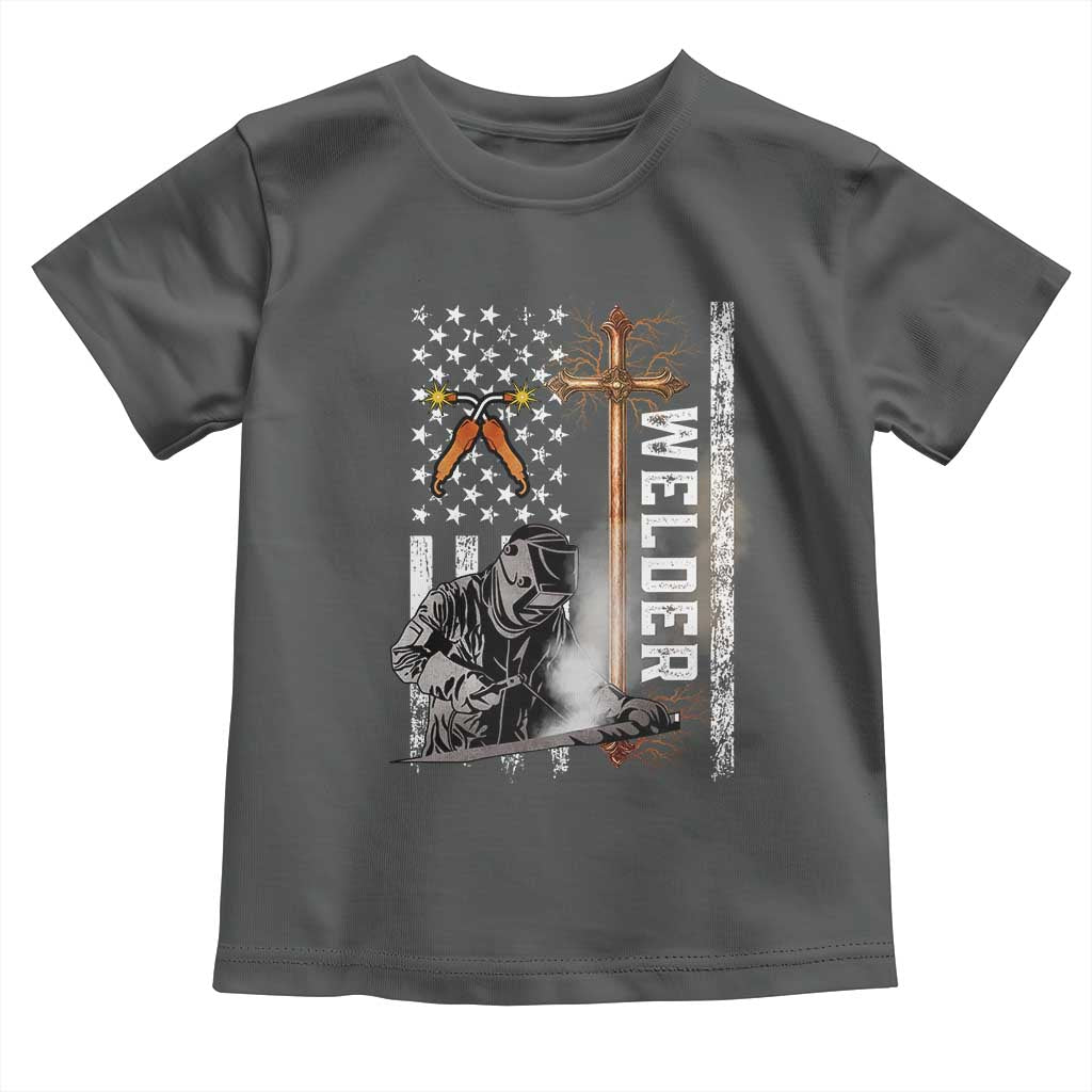 American Welder Toddler T Shirt Welding USA Flag Christian Cross