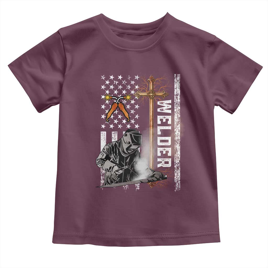 American Welder Toddler T Shirt Welding USA Flag Christian Cross