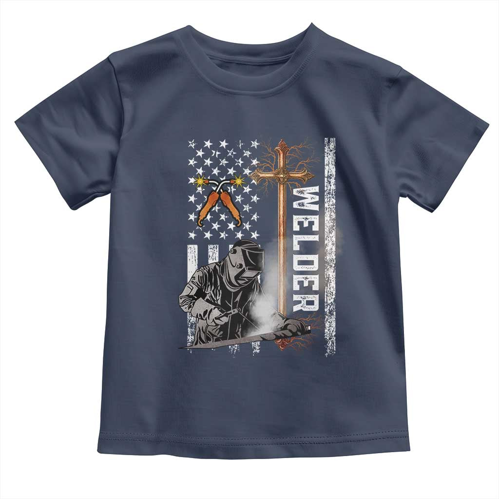 American Welder Toddler T Shirt Welding USA Flag Christian Cross