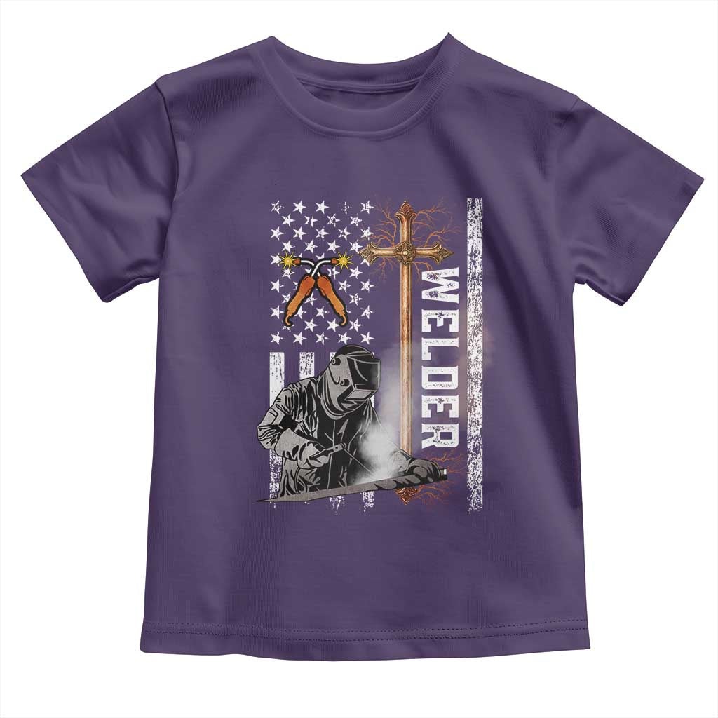 American Welder Toddler T Shirt Welding USA Flag Christian Cross
