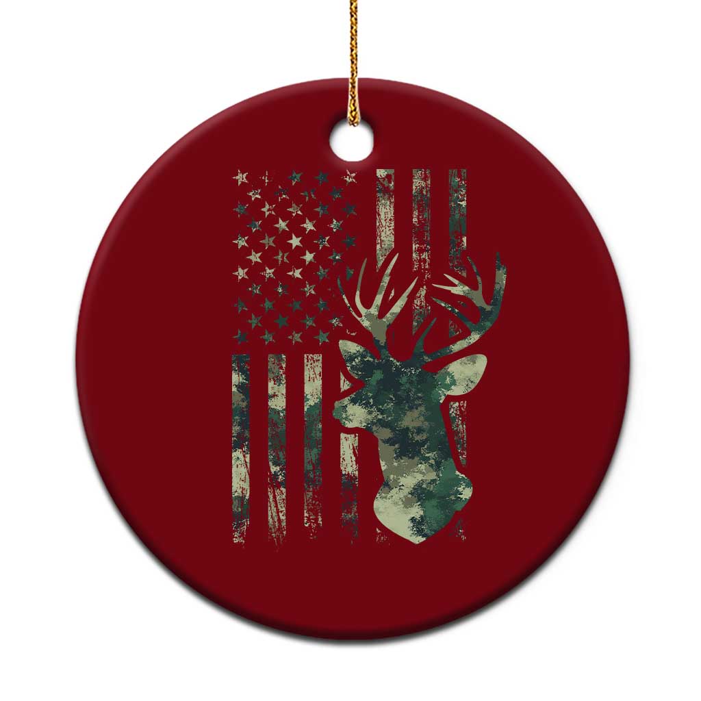Deer Hunting Camouflage Ceramic Ornament Camo US Flag - Wonder Print Shop