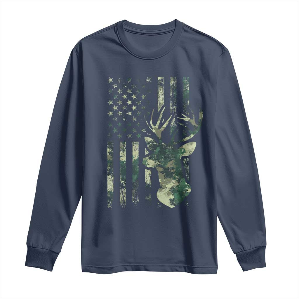Deer Hunting Camouflage Long Sleeve Shirt Camo US Flag