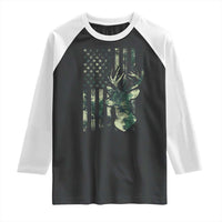 Deer Hunting Camouflage Raglan Shirt Camo US Flag