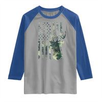 Deer Hunting Camouflage Raglan Shirt Camo US Flag