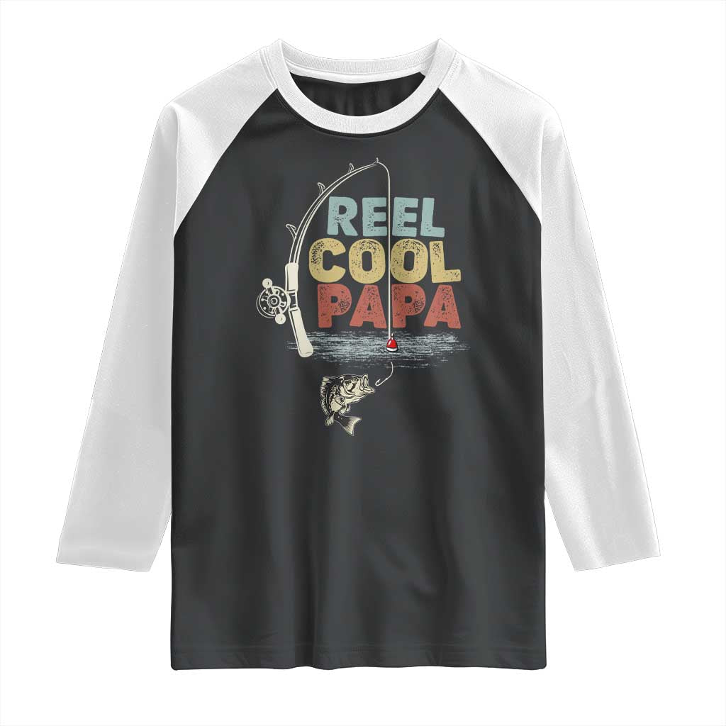 Fishing Dad Raglan Shirt Reel Cool Papa Retro Vintage