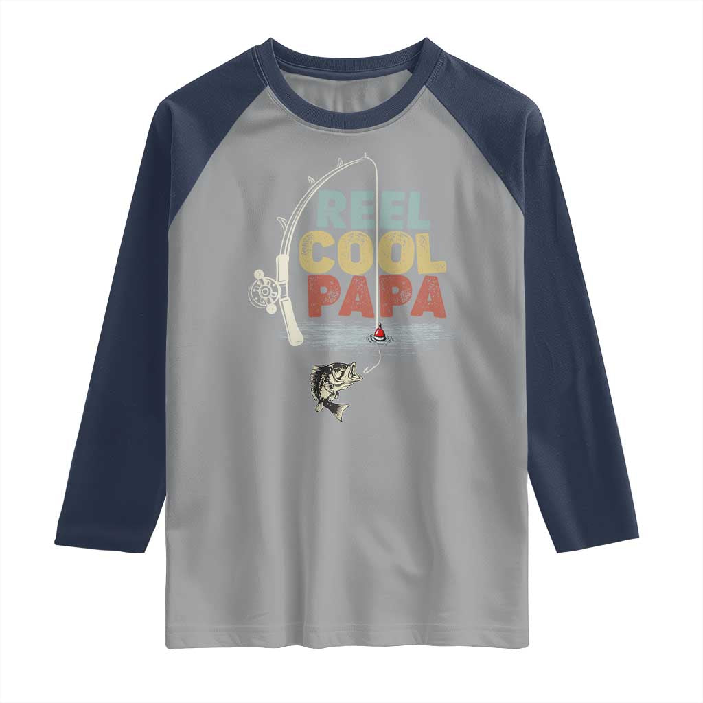 Fishing Dad Raglan Shirt Reel Cool Papa Retro Vintage