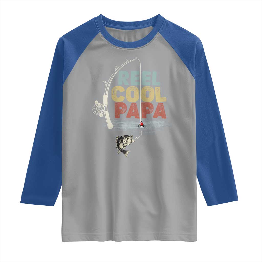 Fishing Dad Raglan Shirt Reel Cool Papa Retro Vintage