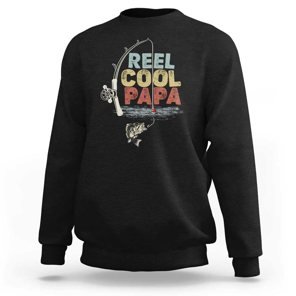 Fishing Dad Sweatshirt Reel Cool Papa Retro Vintage