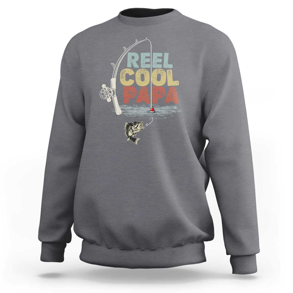 Fishing Dad Sweatshirt Reel Cool Papa Retro Vintage