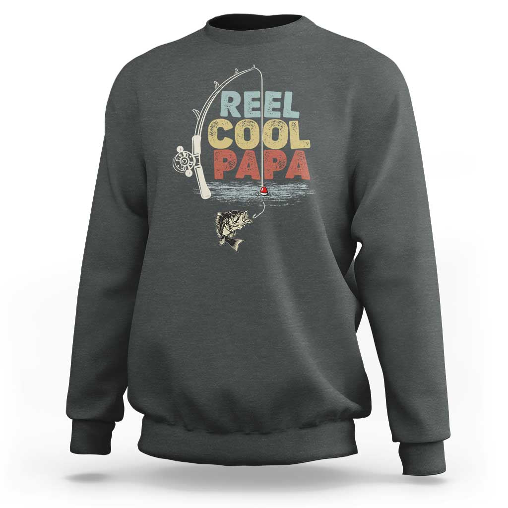 Fishing Dad Sweatshirt Reel Cool Papa Retro Vintage