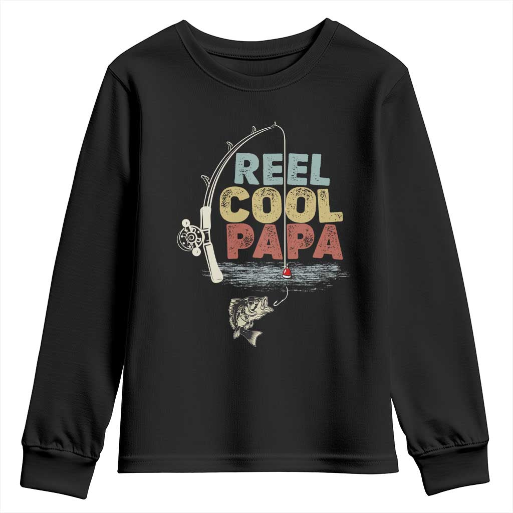 Fishing Dad Youth Sweatshirt Reel Cool Papa Retro Vintage