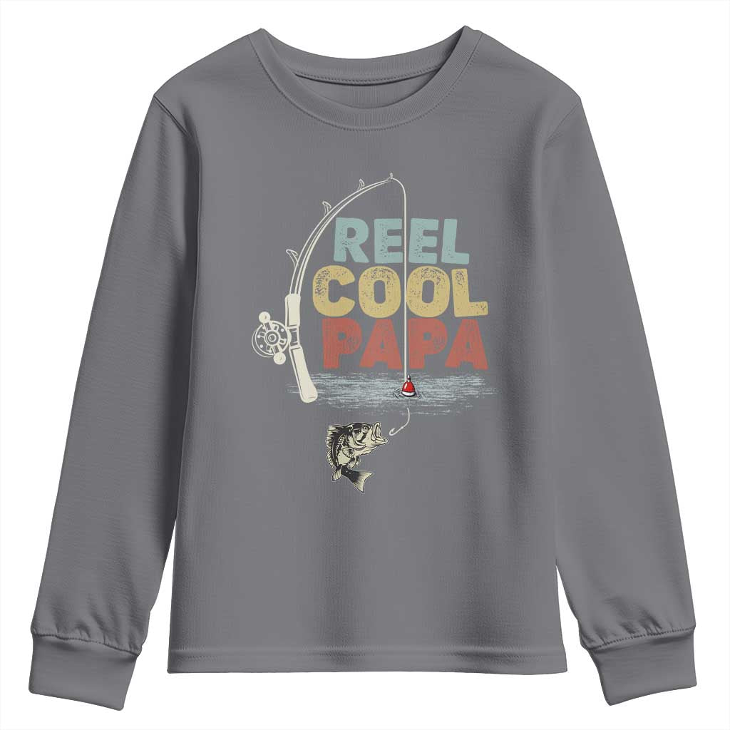 Fishing Dad Youth Sweatshirt Reel Cool Papa Retro Vintage