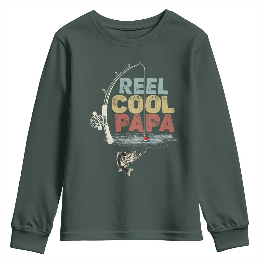 Fishing Dad Youth Sweatshirt Reel Cool Papa Retro Vintage