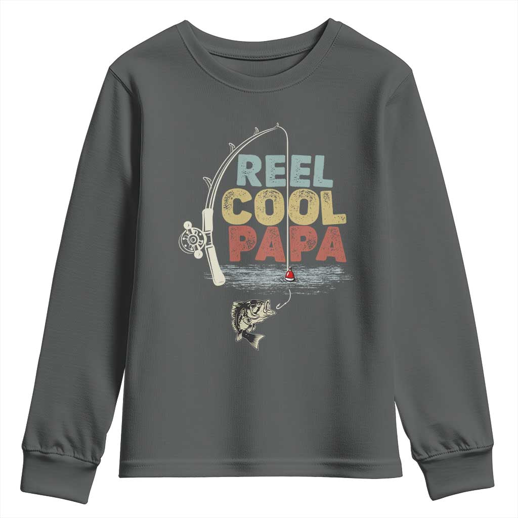 Fishing Dad Youth Sweatshirt Reel Cool Papa Retro Vintage