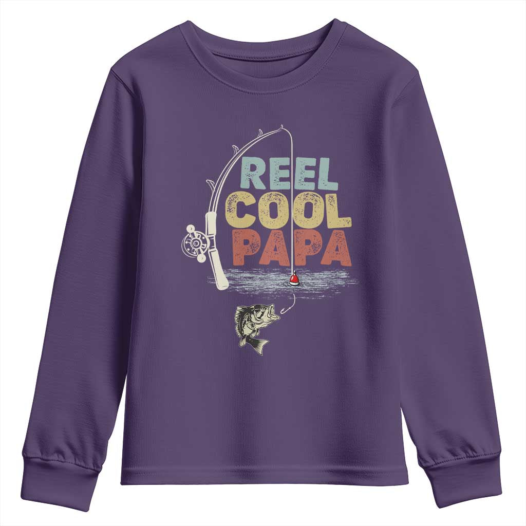 Fishing Dad Youth Sweatshirt Reel Cool Papa Retro Vintage