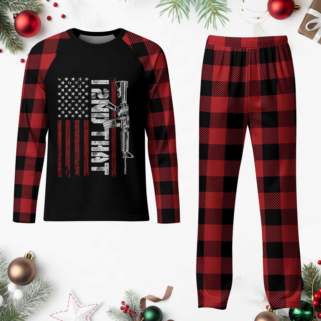 Gun Rights Patriotic Plaid Pajama Set I 2nd That Second Amendment Pro Gun American Flag - Wonder Print Shop