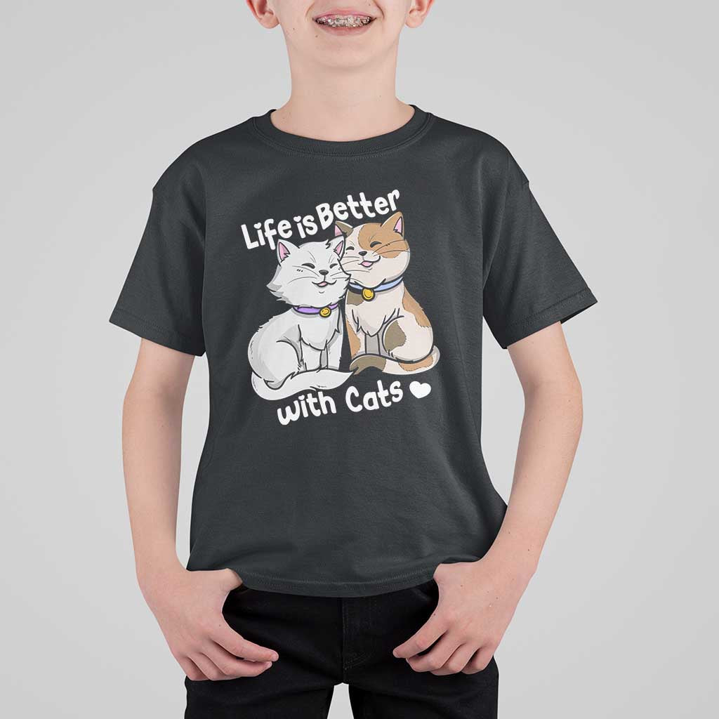 Cat Lover T Shirt For Kid Life Is Better With Cats Cute