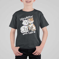 Cat Lover T Shirt For Kid Life Is Better With Cats Cute
