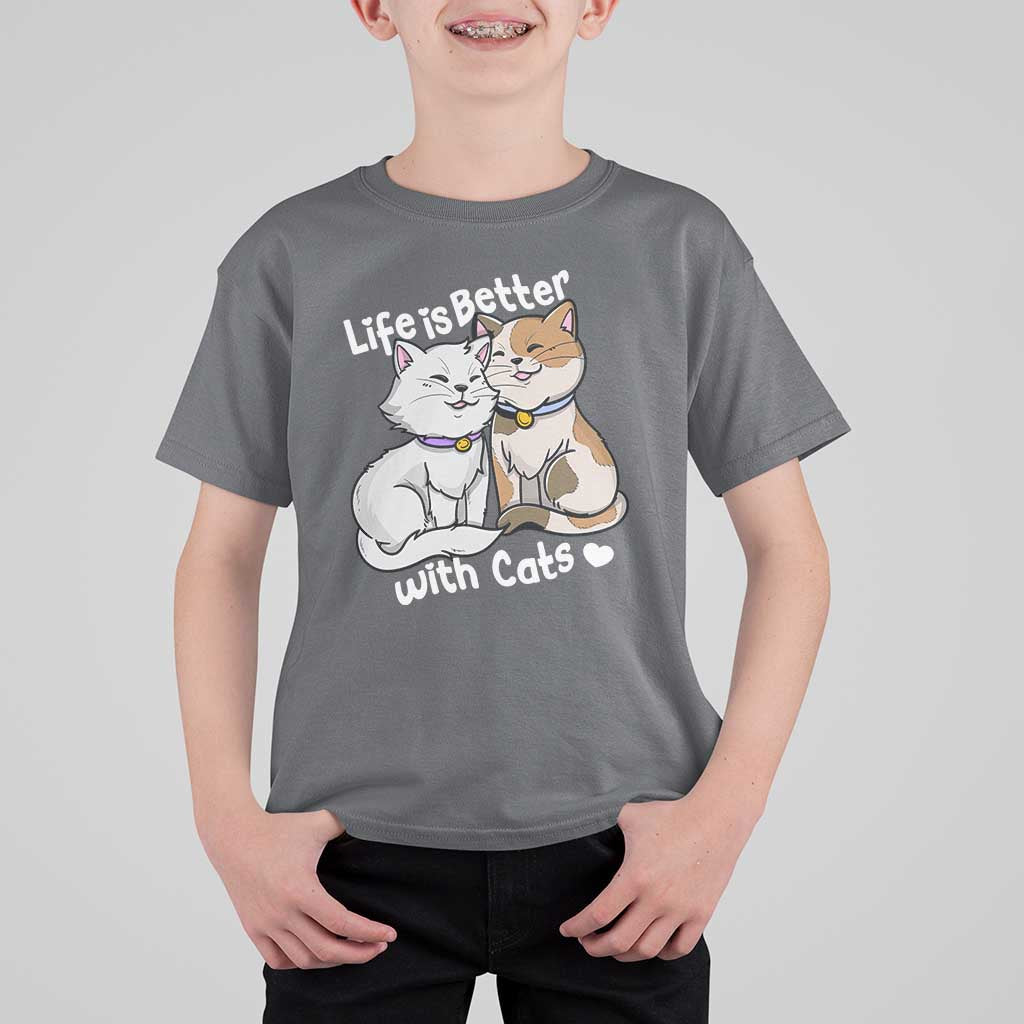 Cat Lover T Shirt For Kid Life Is Better With Cats Cute