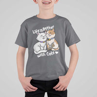 Cat Lover T Shirt For Kid Life Is Better With Cats Cute