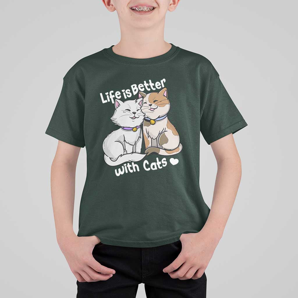Cat Lover T Shirt For Kid Life Is Better With Cats Cute
