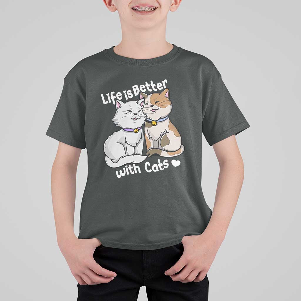 Cat Lover T Shirt For Kid Life Is Better With Cats Cute
