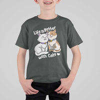 Cat Lover T Shirt For Kid Life Is Better With Cats Cute