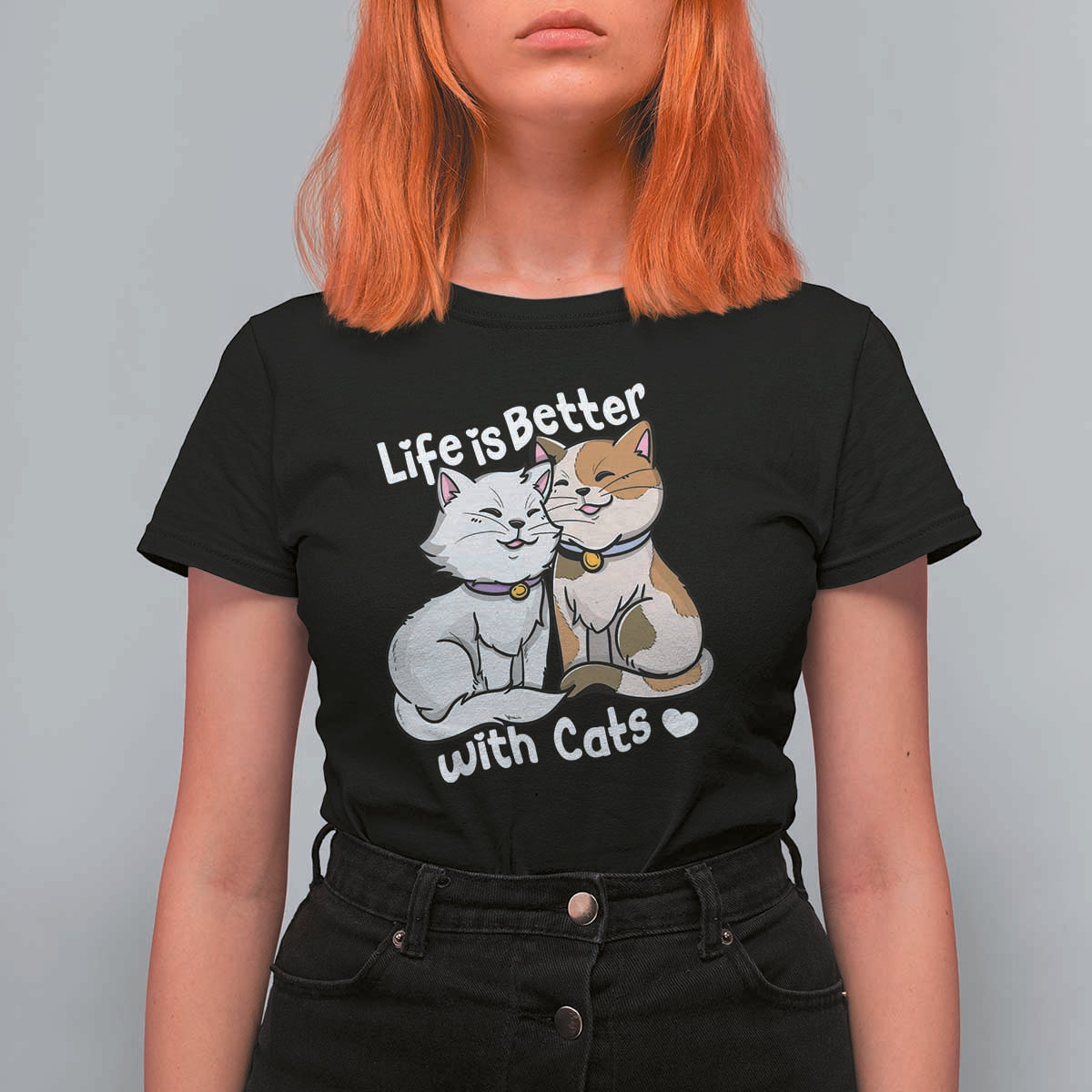 Cat Lover T Shirt For Women Life Is Better With Cats Cute