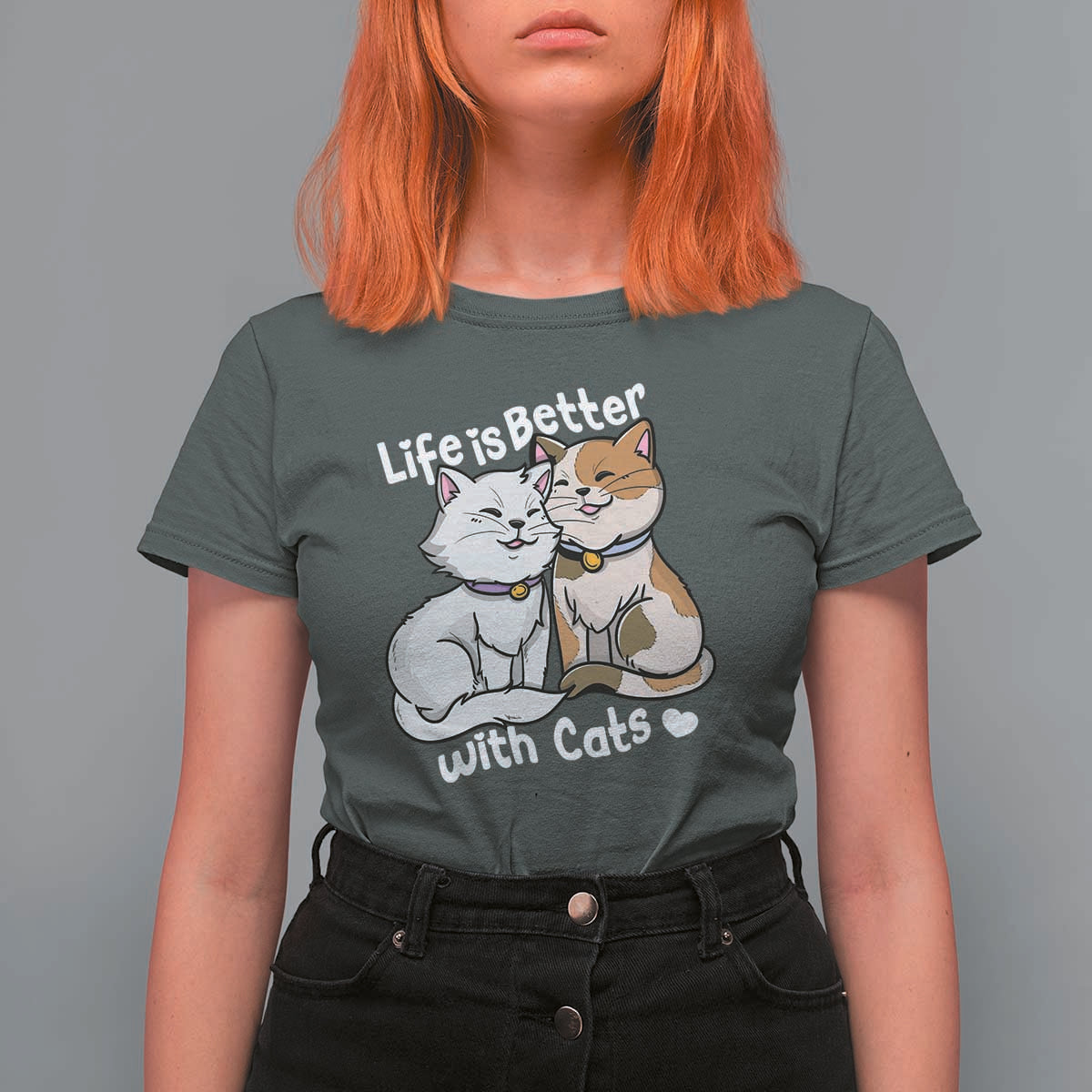 Cat Lover T Shirt For Women Life Is Better With Cats Cute
