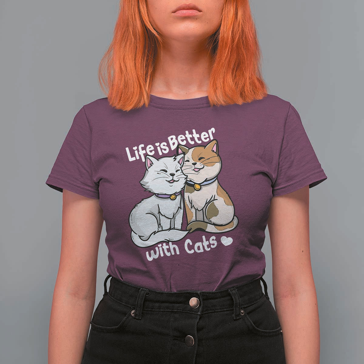 Cat Lover T Shirt For Women Life Is Better With Cats Cute