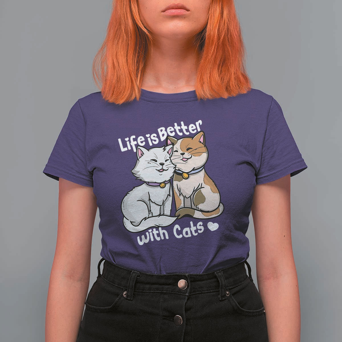 Cat Lover T Shirt For Women Life Is Better With Cats Cute