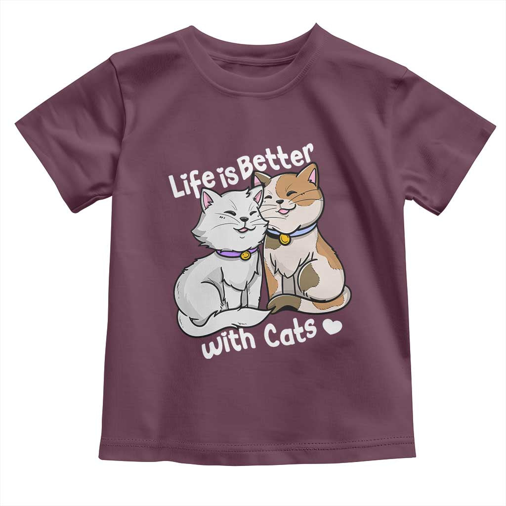 Cat Lover Toddler T Shirt Life Is Better With Cats Cute