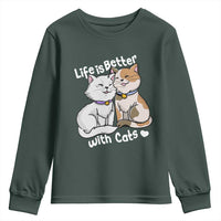Cat Lover Youth Sweatshirt Life Is Better With Cats Cute