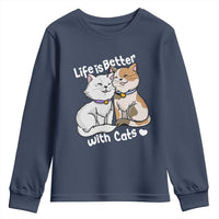 Cat Lover Youth Sweatshirt Life Is Better With Cats Cute