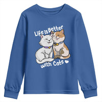 Cat Lover Youth Sweatshirt Life Is Better With Cats Cute