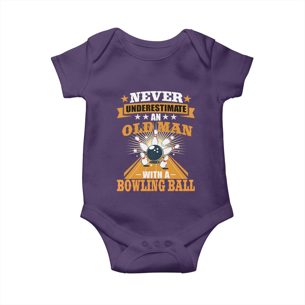 Funny Bowling Baby Onesie Never Underestimate Old Man Bowling Ball Mens Bowler