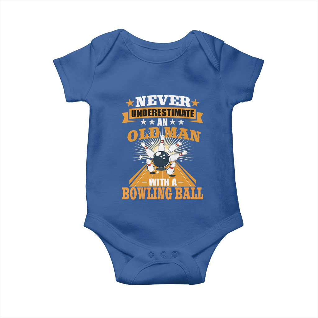Funny Bowling Baby Onesie Never Underestimate Old Man Bowling Ball Mens Bowler