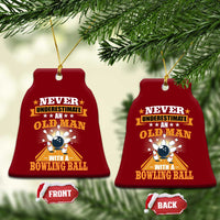 Funny Bowling Ceramic Ornament Never Underestimate Old Man Bowling Ball Mens Bowler - Wonder Print Shop