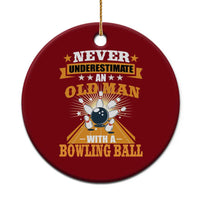 Funny Bowling Ceramic Ornament Never Underestimate Old Man Bowling Ball Mens Bowler - Wonder Print Shop