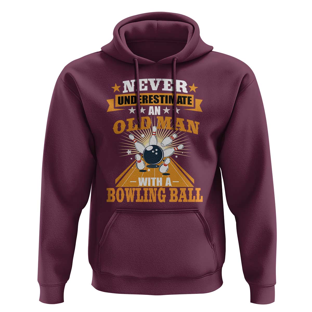 Funny Bowling Hoodie Never Underestimate Old Man Bowling Ball Mens Bowler