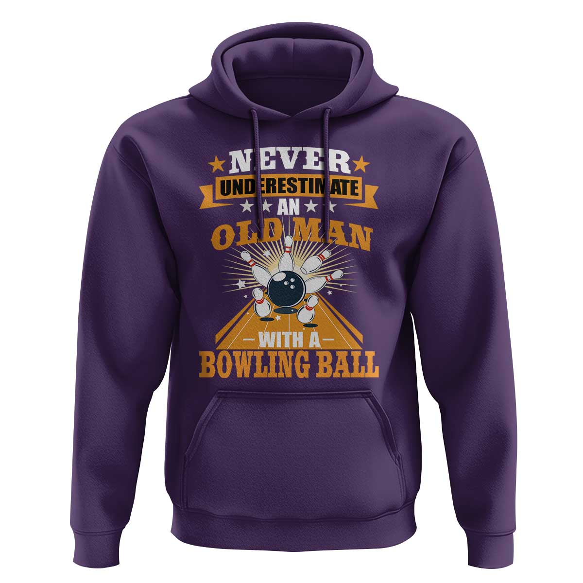 Funny Bowling Hoodie Never Underestimate Old Man Bowling Ball Mens Bowler