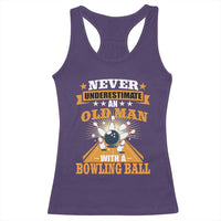 Funny Bowling Racerback Tank Top Never Underestimate Old Man Bowling Ball Mens Bowler