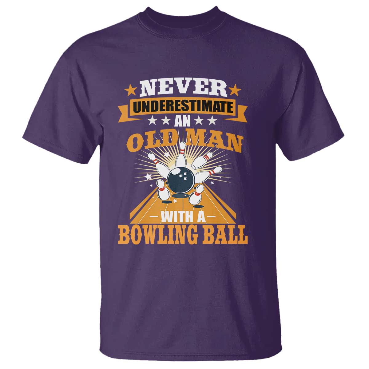Funny Bowling T Shirt Never Underestimate Old Man Bowling Ball Mens Bowler