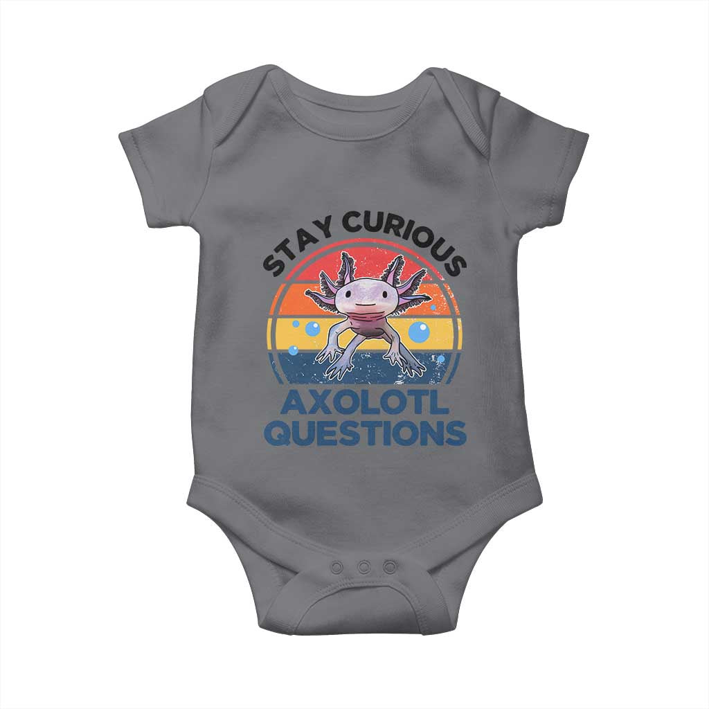 Funny Axolotl Pun Baby Onesie I Stay Curious Axolotl Question Retro