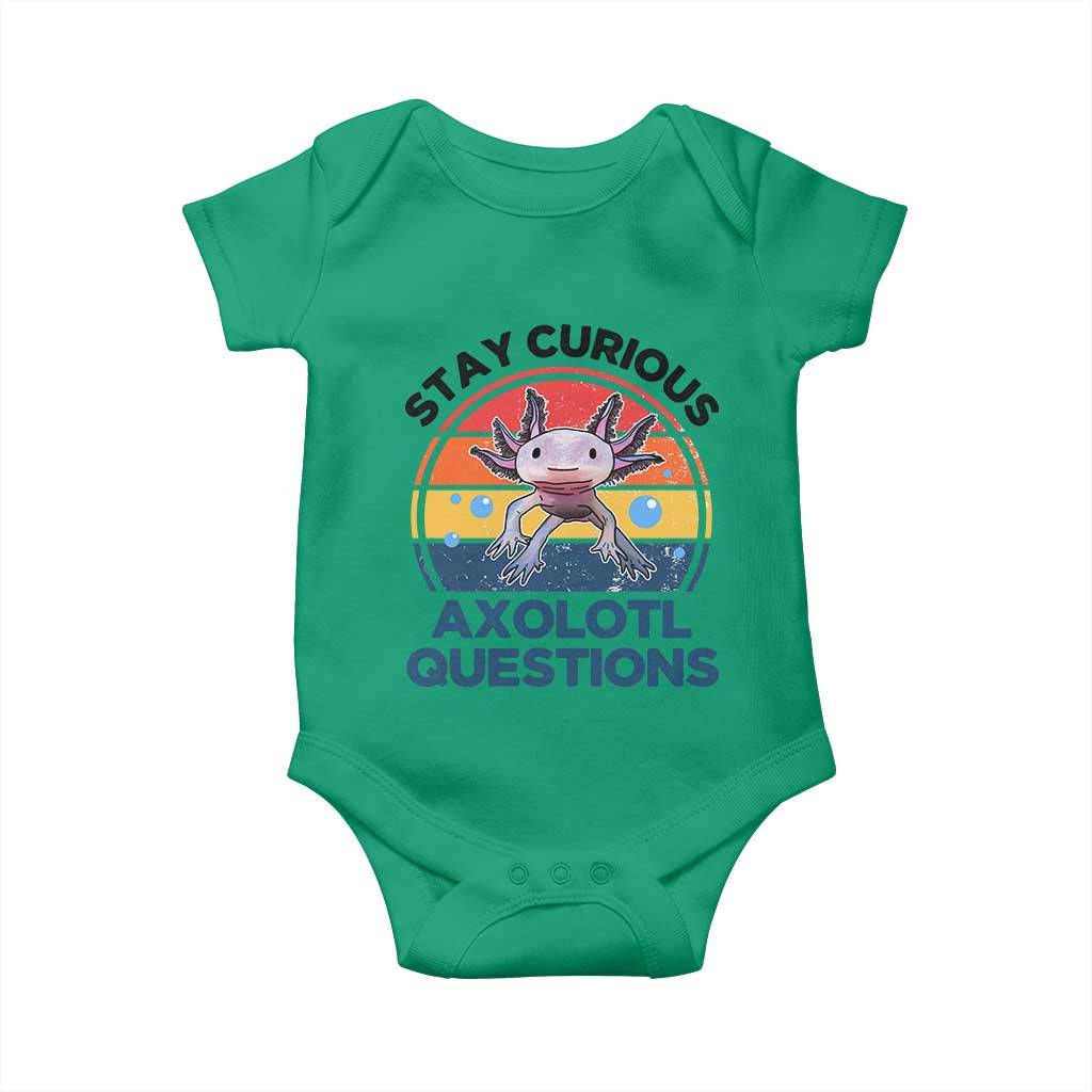 Funny Axolotl Pun Baby Onesie I Stay Curious Axolotl Question Retro