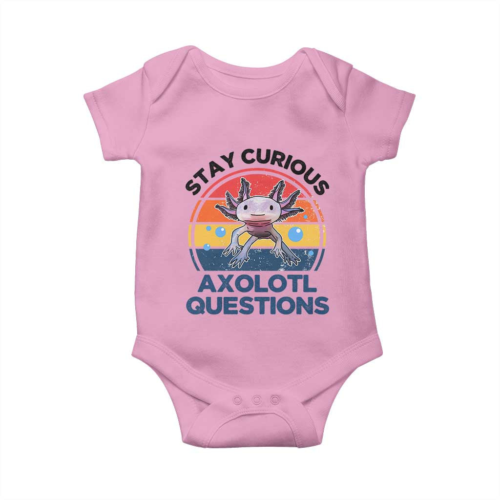 Funny Axolotl Pun Baby Onesie I Stay Curious Axolotl Question Retro
